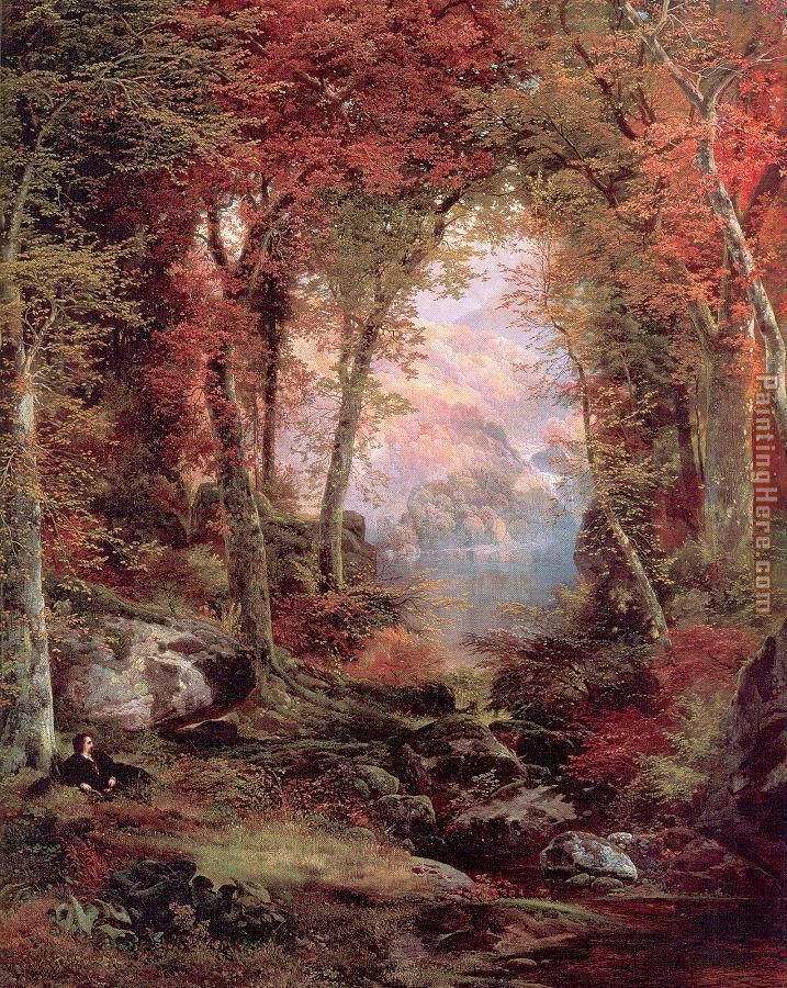The Autumnal Woods Under the Trees painting - Thomas Moran The Autumnal Woods Under the Trees art painting